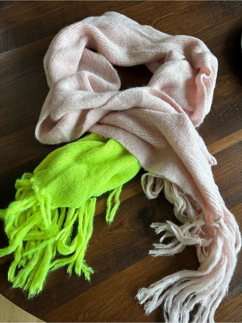 NWT Steve Madden Fringe,Soft Plush Blanket Scarf, Pale Pink, Neon Green, Vibrant